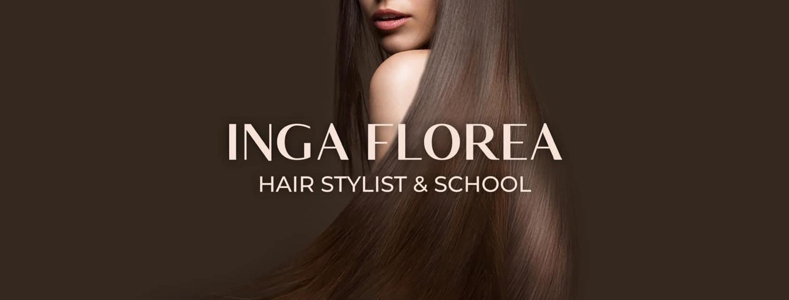 Inga Florea — Hair Stylist & School: model cu păr lung, drept și lucios, șaten închis