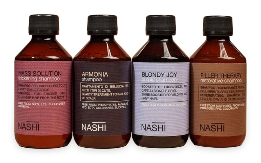 Șampoanele Nashi Mass Solution, Armonia, Blondy Joy și Filler Therapy